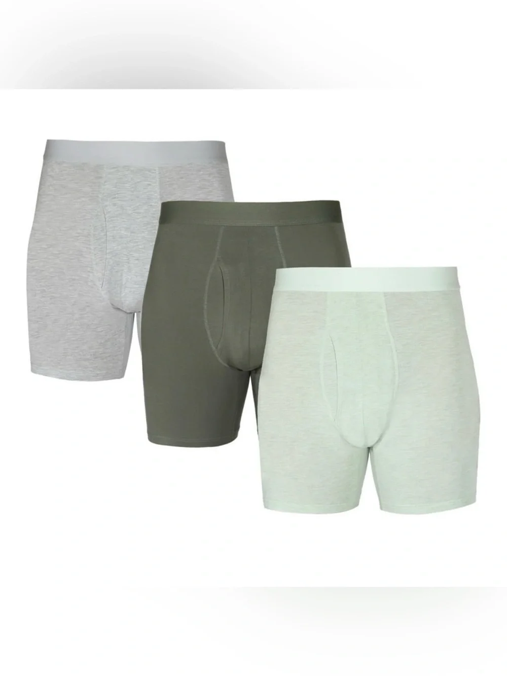 George Men's 3 Pack Rayon Boxer Briefs 6in Stretch Size L 36-38 Green Gray